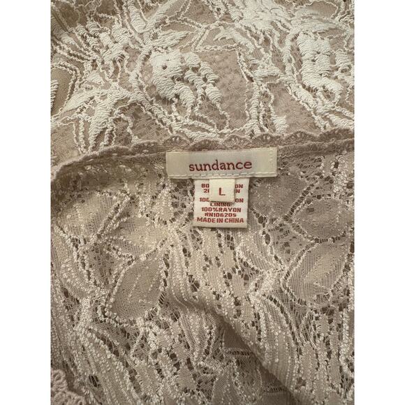 SUNDANCE Dress | Ivory Lace Sweetheart Midi Lined Short Sleeve Romantic | LARGE - Picture 8 of 9